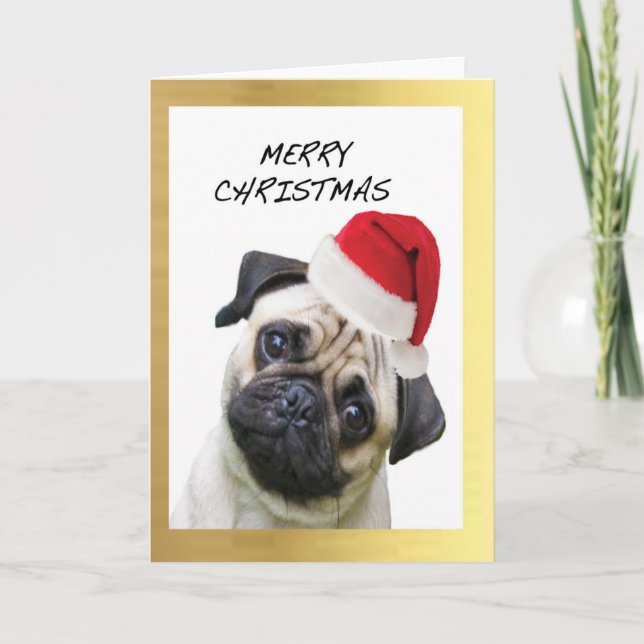 Cartões de Natal "Cute Pug" (Frente)