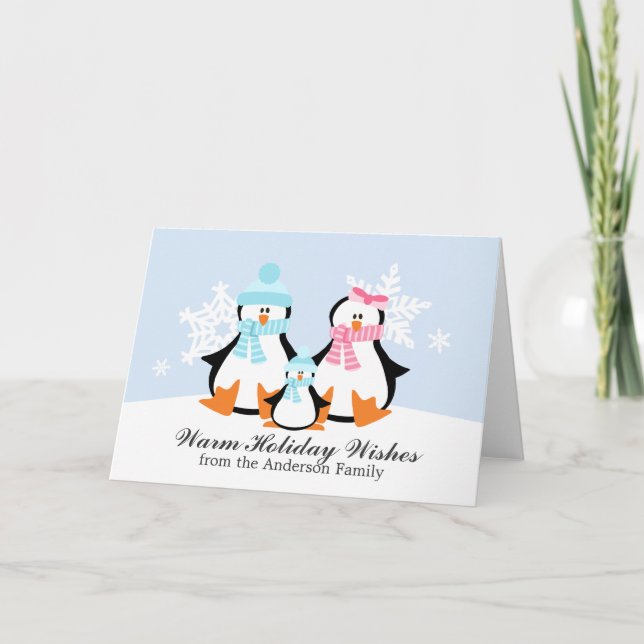 Cartões de Natal da família do pinguim (Frente)