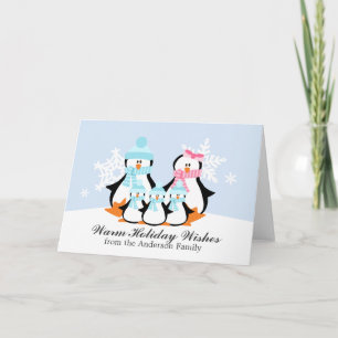 Cartões de Natal da família do pinguim