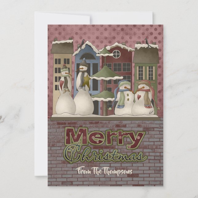 Cartões de Natal da Família Snowman (Frente)