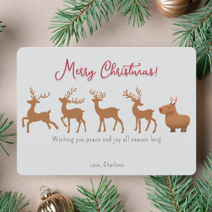 Cartões de Natal da Funny Capybara Reindeer