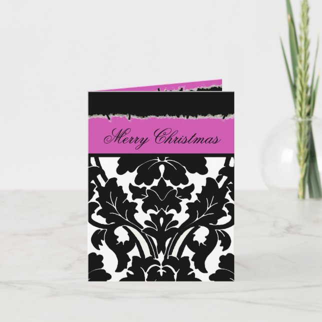 Cartões de Natal Damask Me PHOTO INSERT (Frente)