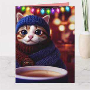 CARTÕES DE NATAL DE ARTE DE GATINHO FOFO DE OLHOS