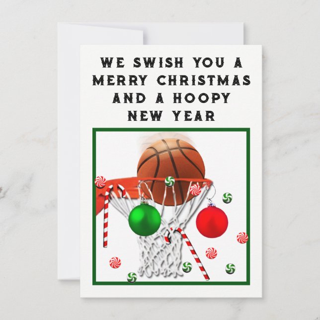 Cartões de Natal de Basquete de Férias (Frente)