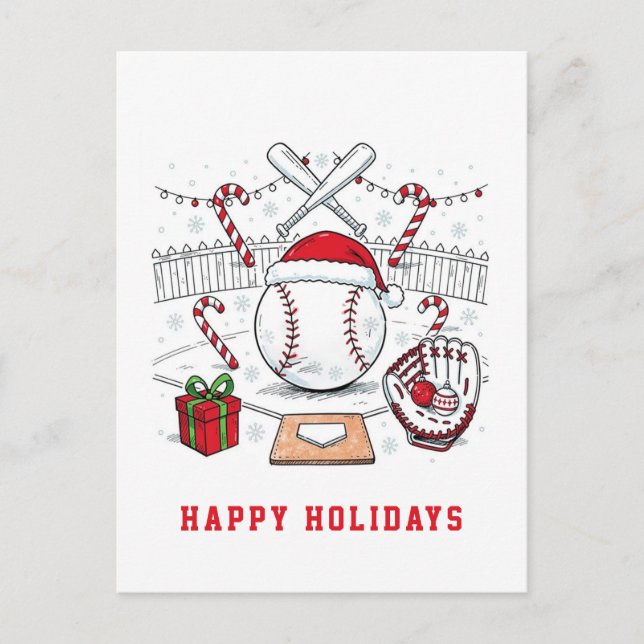 Cartões de Natal de Beisebol de Férias (Frente)