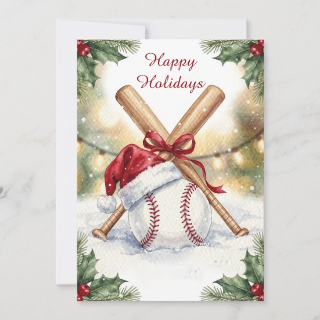 Cartões de Natal de Beisebol de Férias (Frente)