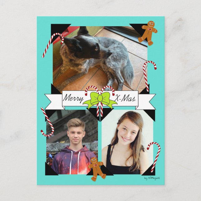 Cartões de Natal de Bengalas de Açúcar e Homem de  (Frente)