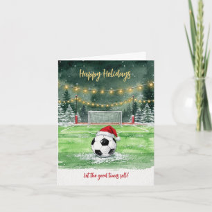 Cartões de Natal de Bola de Futebol com Chapéu de