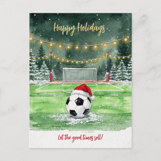 Cartões de Natal de Bola de Futebol com Chapéu de  (Frente)