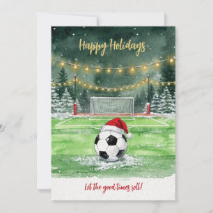 Cartões de Natal de Bola de Futebol com Chapéu de