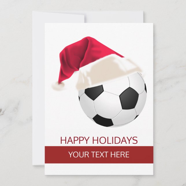 Cartões de Natal de Bola de Futebol com Chapéu de  (Frente)