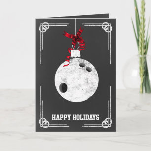 Cartões de Natal de boliche em quadro-negro