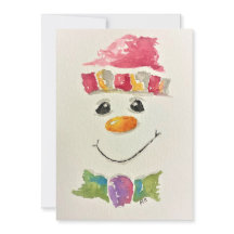 Cartões de Natal de Boneco de Neve em Aquarela