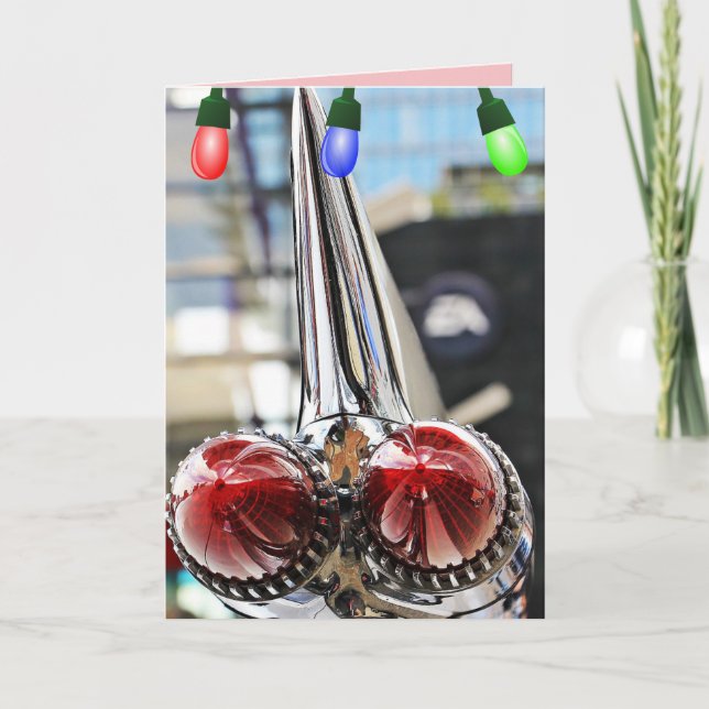 CARTÕES DE NATAL DE CARRO CLÁSSICO COM ALETA CADDY (Frente)