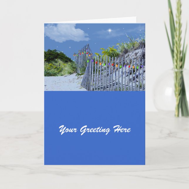 Cartões de natal de cerca de praia e dunas (Frente)