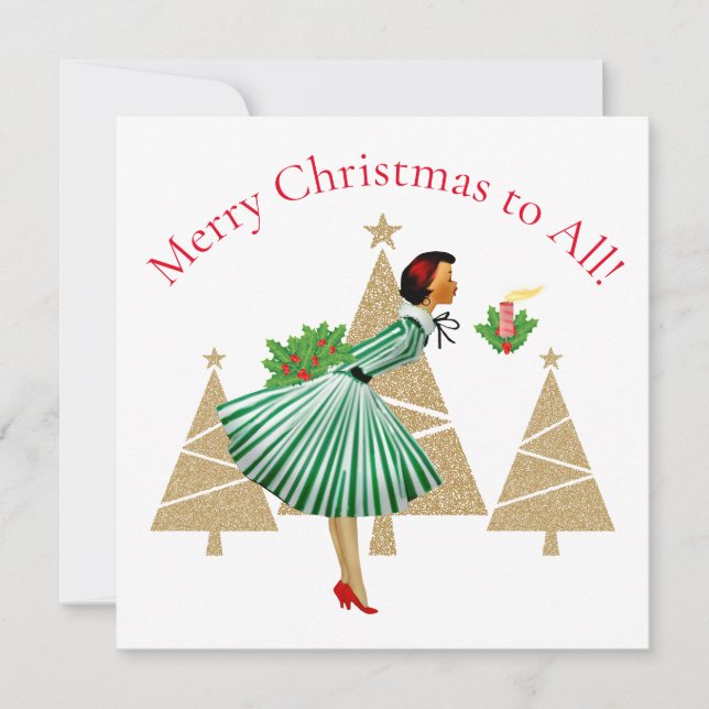 cartões de natal de dama de 1950 (Frente)