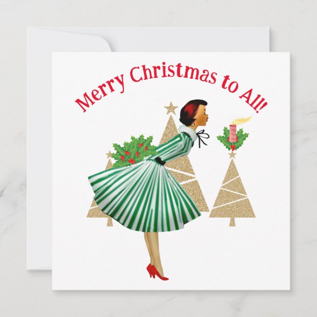 cartões de natal de dama de 1950 (Frente)