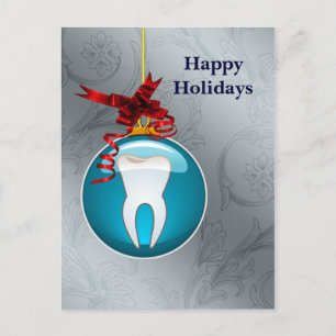 cartões de natal de dentista azul-prateado