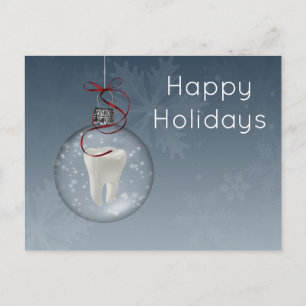 cartões de natal de dentista azul-prateado