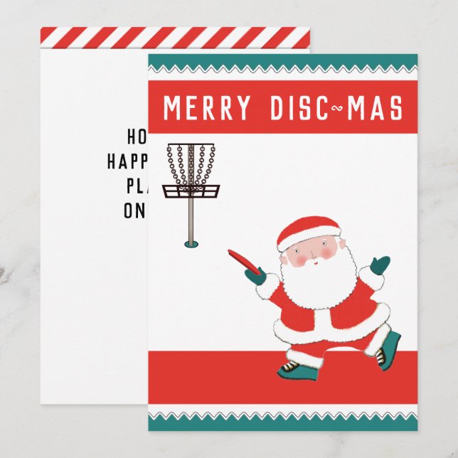 Cartões de Natal de Disc Golf (Frente/Verso)