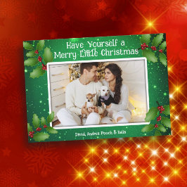 Cartões de Natal de Feliz Holly Verde