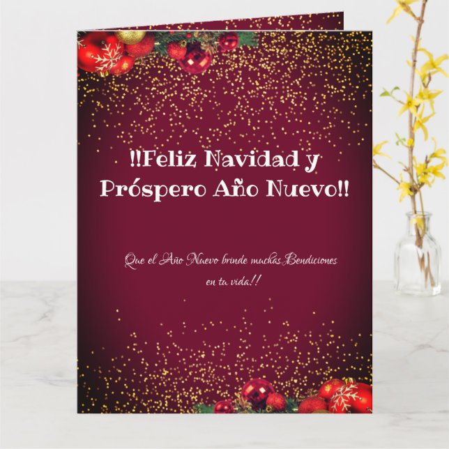 Cartões de natal de Feliz Navidad Espanhola (Flor Amarela)