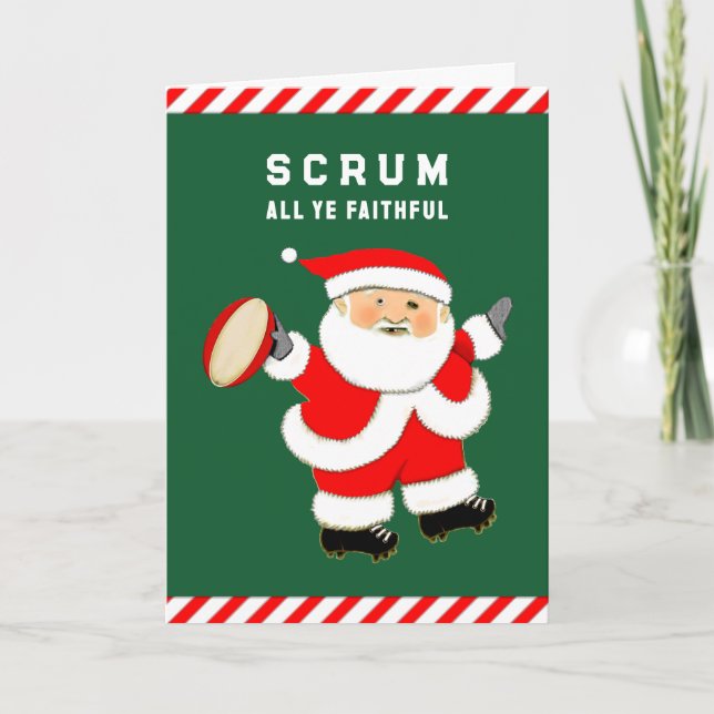Cartões de Natal de Férias de Rugby (Frente)