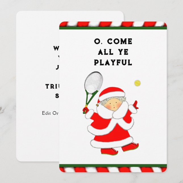 Cartões de Natal de Férias de Tênis (Frente/Verso)