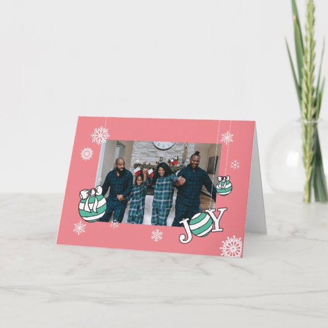 Cartões de Natal de Foto PinkOrnament Online (Frente)