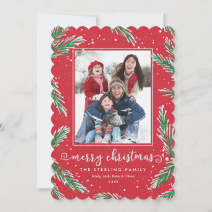 Cartões de Natal de Foto Vermelho e Verde Apar