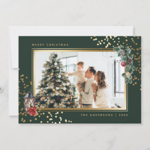 Cartões de Natal de Fotografia em Aquarela Verde E