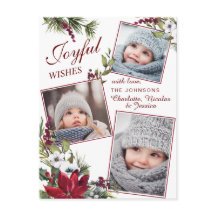 Cartões de natal de Fotografia Rústica de Poinsett