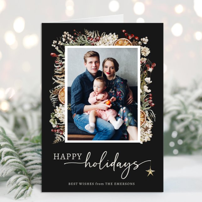 Cartões de natal de fotos pretas dobradas (Black Photo Folded Holiday Cards
)