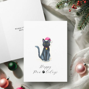 Cartões de Natal de Gato Preto Fofo
