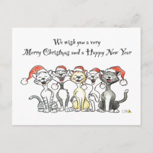 Cartões de natal de gatos natalinos