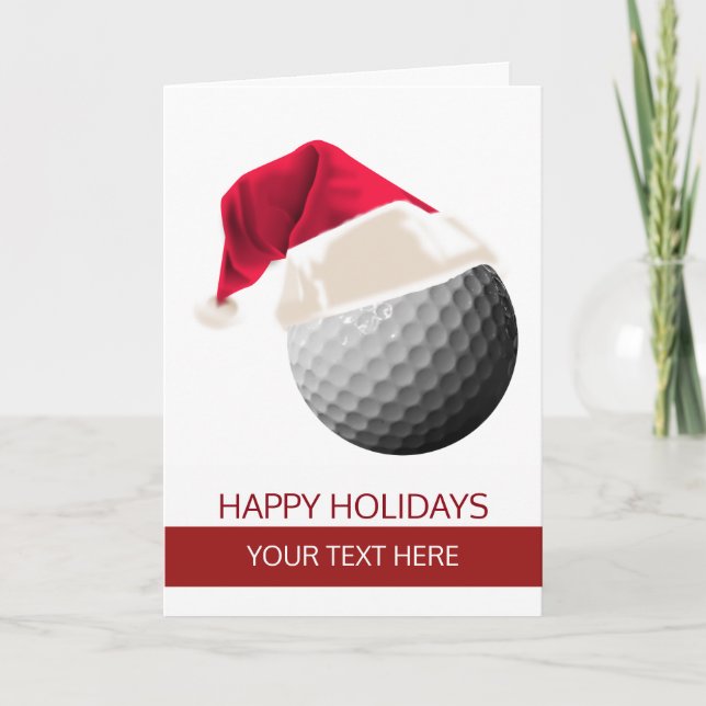 Cartões de Natal de golfe Bola Santa Chapéu (Frente)