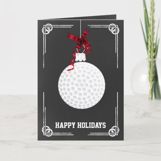 Cartões de Natal de golfe no quadro-negro (Frente)