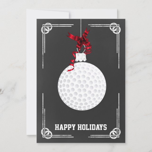Cartões de Natal de golfe no quadro-negro (Frente)