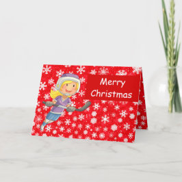 Cartões de Natal de hóquei - Menina jogadora na ne
