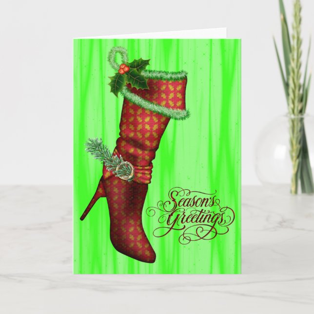 Cartões de Natal de Meia Vermelha Chic (Frente)