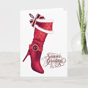 Cartões de Natal de Meia Vermelha Chic