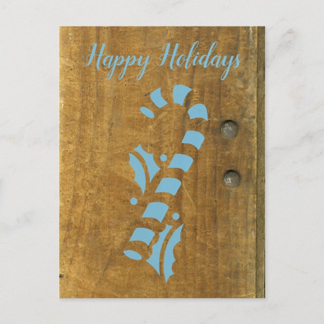 Cartões de natal de Natal Azul Candy Cane (Frente)