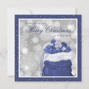 Cartões de natal de Natal Elegante Blue Merry