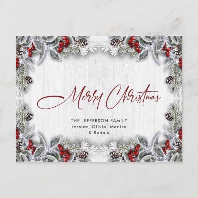 Cartões de natal de Natal Pine Cones Winter Berry (Frente)