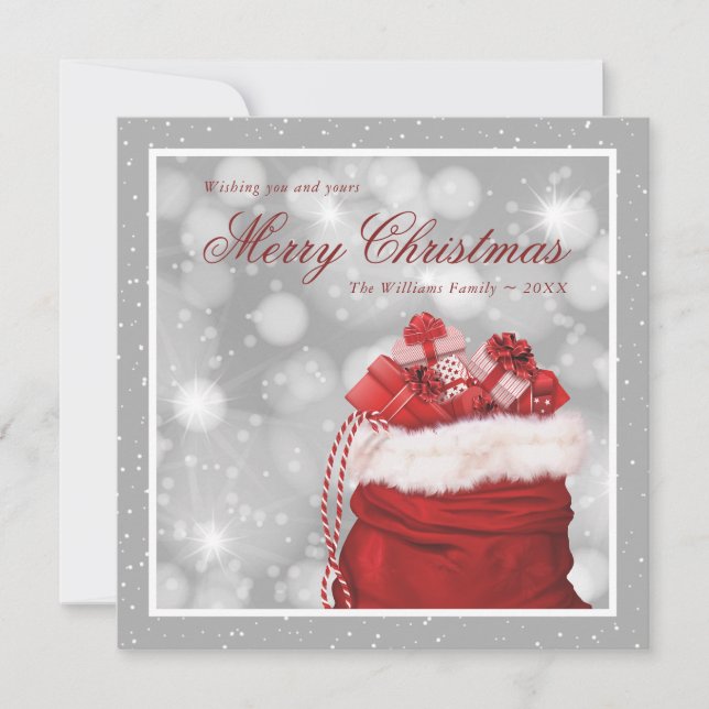 Cartões de natal de Natal Silver e Red Merry (Frente)