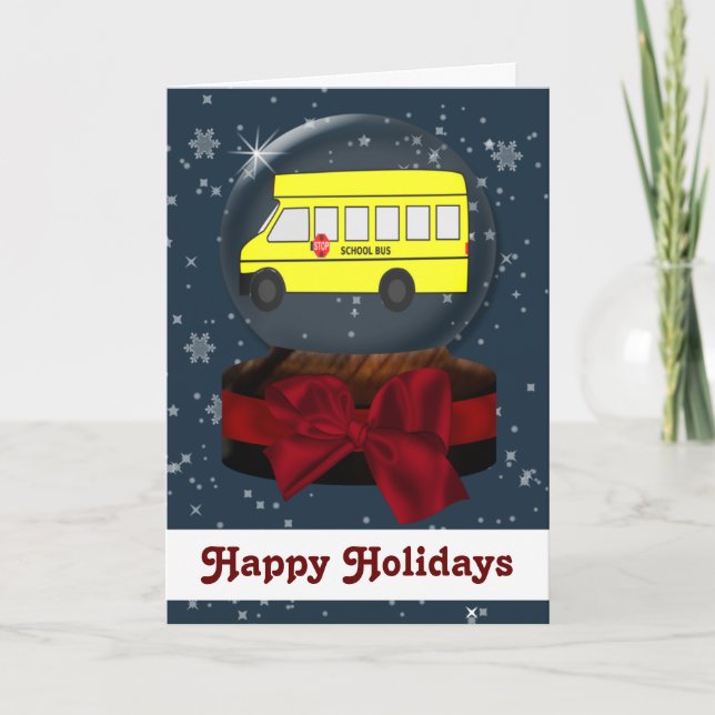Cartões de Natal de ônibus escolar (Frente)