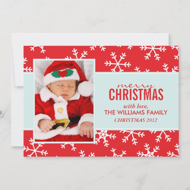 Cartões de natal de padrão Red Snowflakes (Frente)