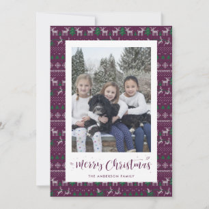 Cartões de Natal de Papai Noel Verde Roxo