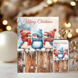 Cartões de Natal de Pássaros de Inverno Fofos
