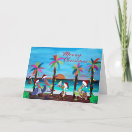 Cartões de Natal de pelicanos do Papai Noel.